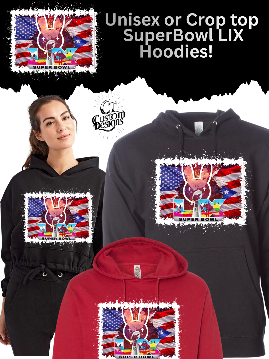 UNIQUE Patriotic Bad Bunny Halftime Super Bowl LX UNISEX Hoodie!