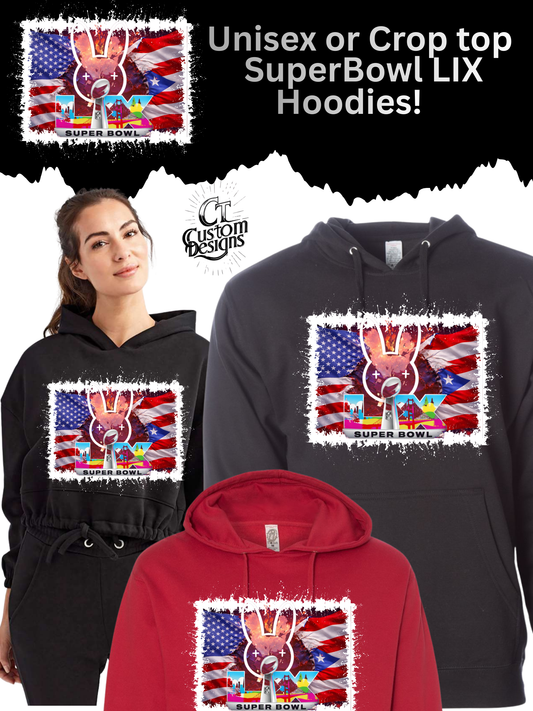 UNIQUE Patriotic Bad Bunny Halftime Super Bowl LX CROP TOP Hoodie!