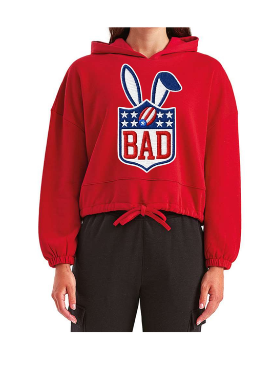 “BAD” Bunny League Logo Crop Top Hoodie