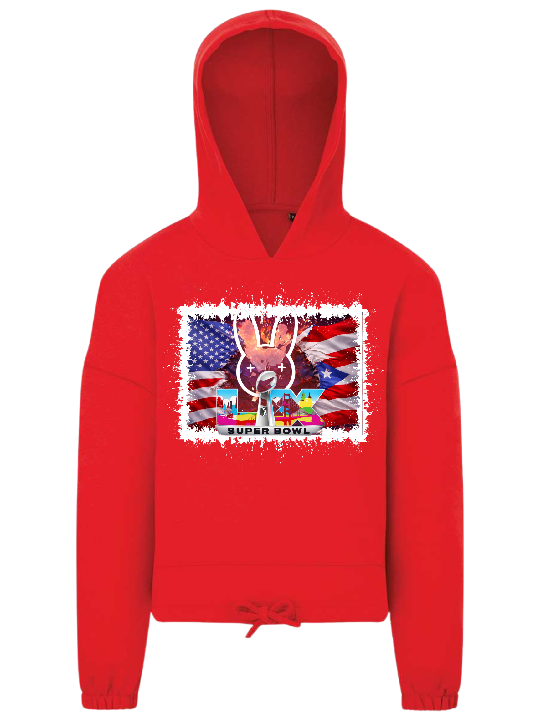 UNIQUE Patriotic Bad Bunny Halftime Super Bowl LX CROP TOP Hoodie!
