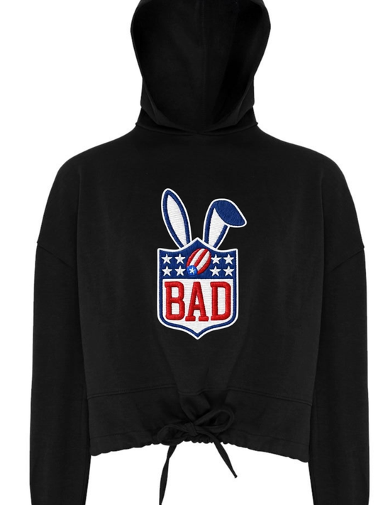 “BAD” Bunny League Logo Crop Top Hoodie