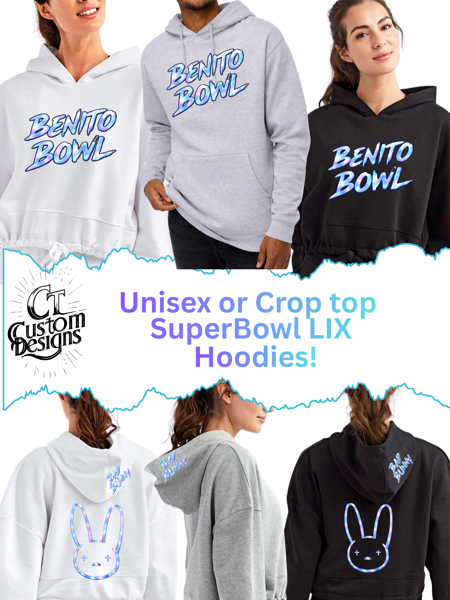 Chrome Benito Bowl UNISEX Hoodie Front/Back/Hood Design
